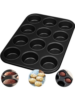 Yiqln Yapışmaz Kek Kalıbı 12 Delik Karbon Çelik Pişirme Yuvarlak Kek Kalıbı Teflon Kaplama Fırın Tepsisi Fırın Gereçleri Pişirme (Yurt Dışından)