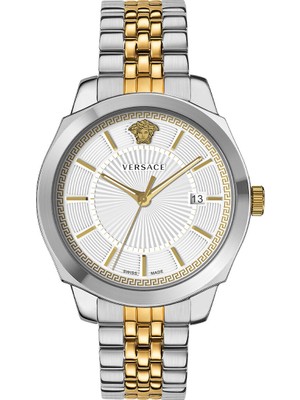 Versace Icon Classic Gent Unisex Çelik Kordon Safir Cam Analog Kol Saati 5 ATM Suya Dayanıklı