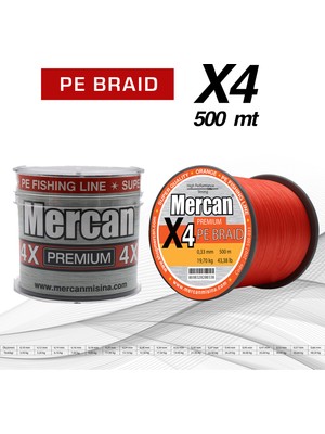 Mercan Pe Örgü Premium 4x Ip   500 M Turuncu  Misina