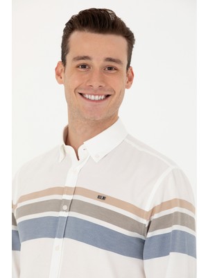 U.S. Polo Assn. Erkek Krem Desenli Gömlek 50279548-VR071
