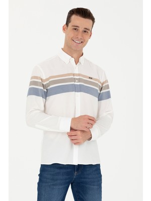 U.S. Polo Assn. Erkek Krem Desenli Gömlek 50279548-VR071