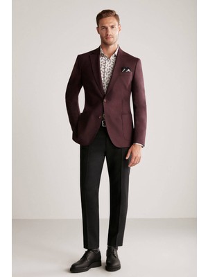 Hemington Saf Yün Bordo Blazer Ceket