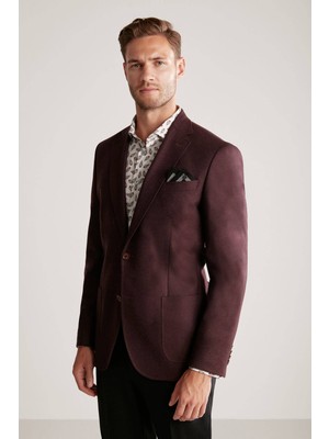 Hemington Saf Yün Bordo Blazer Ceket