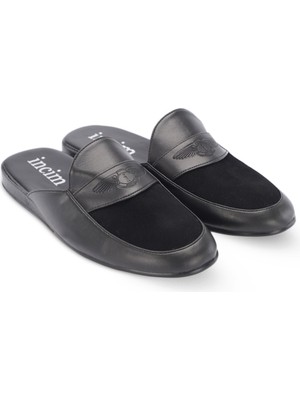 Incim ®| Boss Erkek Siyah Lüks Rahat Hafif Konforlu Misafir Ev Bohça Çeyiz ve Damat Terliği 112