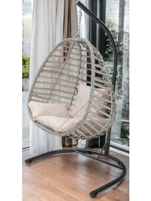 TU TİENDA RATTAN TEK KİŞİLİK BAHÇE BALKON EV SALINCAĞI,BEYAZ
