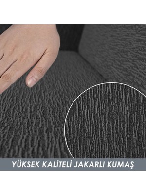 Faiend Jakarlı Düz Desen Esnek Kanepe kılıfı Tamıkı Koltuk Örtüsü 3+3+1+1 Yıkanabilir koltuk Kılıfı Kanepe Çekyat örtüsü Takımı Antrasit