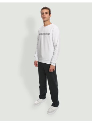 Jack & Jones Jprblajason Branding Sweat Crew Neck Erkek Beyaz Sweatshirt 12245593-White