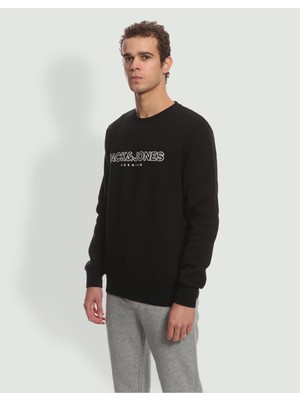 Jack & Jones Jprblajason Branding Sweat Crew Neck Erkek Siyah Sweatshirt 12245593-Black