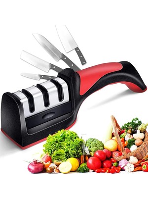 Sprenda Bıçak Bileme Aleti 3 Açılı Elmas El Bıçakları Bileme Aparatı Ergonomik Saplı Bıçak-Bileyici
