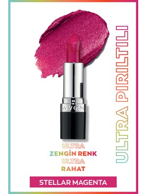 Avon Ultra Shimmer Lipstick Stellar Magenta Parlak Renkli 12 Ton Seçeneğiyle Uzun Süre Kalıcı