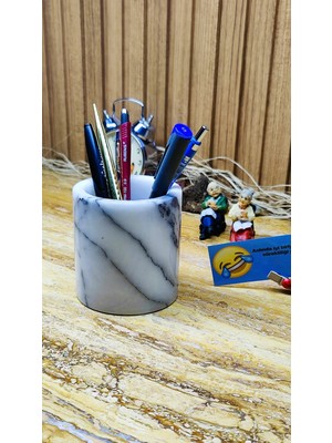 Marble Center Mermer Diş Fırçalık - Pamukluk - Kalemlik
