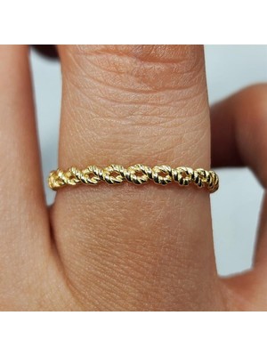 Fasek Gold Taşsız Altın Yüzük - 14 Ayar Altın Minimal Burgu Alyans - Burgu Altın Yüzük