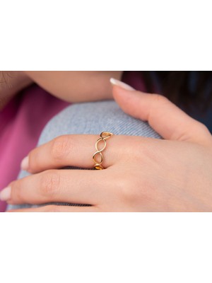 Onseva Kuyumculuk Yarım Tur Örgü Yüzük 14 Ayar Altın