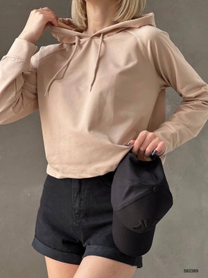 Twomeey Kadın Kapüşonlu Iki Iplik Kumaş Sweatshirt (Renkli)