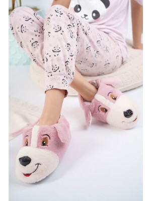 Albishoes Sevimli Köpek Hayvan Figürlü Peluş Yumuşak Taban Ev Botu Kışlık Panduf(30-40)