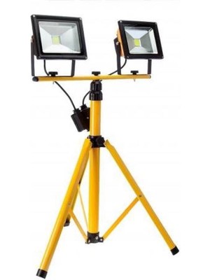 AYT Çözüm Tripod Projektör Ayağı 2 Adet 50 W Projektörlü Ayarlanabilir Şantiye Aydınlatması Ayaklı Projektör Seyyar Projektör