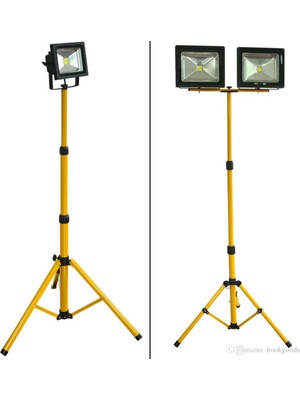 AYT Çözüm Tripod Projektör Ayağı 2 Adet 50 W Projektörlü Ayarlanabilir Şantiye Aydınlatması Ayaklı Projektör Seyyar Projektör