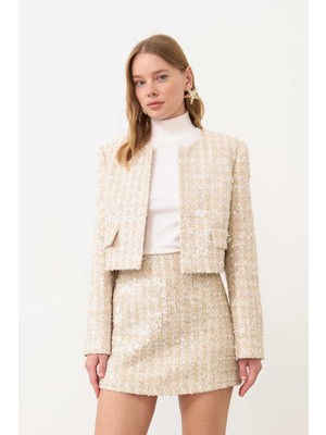 ROMAN Crop Ceket Bej K2416041_024