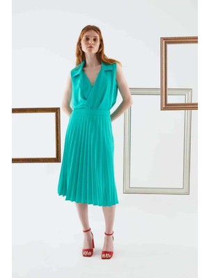 ROMAN Uzun Pileli Etek Turkuaz Y2215021_029