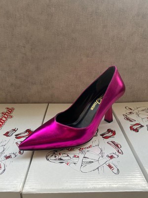 Akın Özmen Kadın Fuşya Metalik Orta Topuklu (7cm) Stiletto