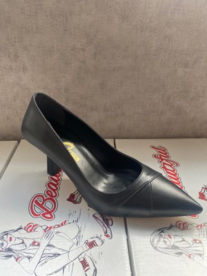 Akın Özmen Kadın Siyah Deri Orta Topuklu (7cm) Stiletto