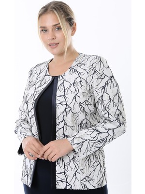 Ladies First Büyük Beden 3818 Siyah Ceket+Bluz Takım