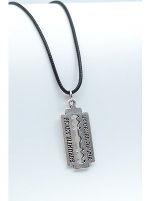 Peaky Blınders Jilet  Gümüş Kaplama Unisex Deri İp Kolye kod 422