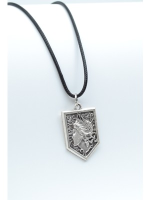 Anime Attack On Titan Sina  Gümüş Kaplama Unisex Deri İp Kolye kod 394