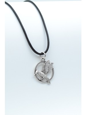 Alaycı Kuş  Gümüş Kaplama Unisex Deri İp Kolye kod 524