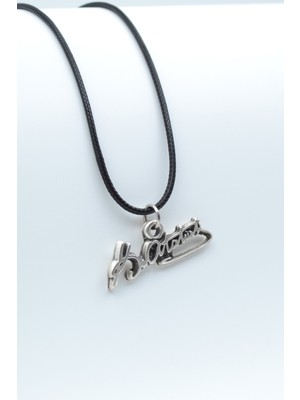 Mustafa Kemal Atatürk İmzalı  Gümüş Kaplama Unisex Deri İp Kolye kod 410