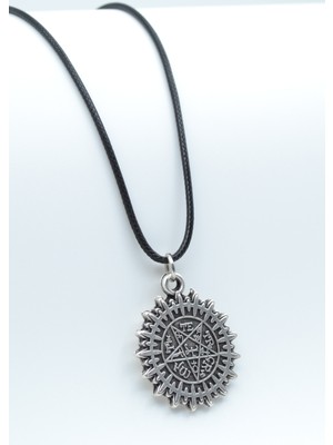 Anime Black Butler Kuroshitsuji  Gümüş Kaplama Unisex Deri İp Kolye kod 342