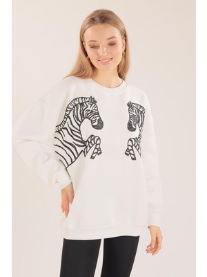 Rays 3217 Zebra Desen Sweat Ekru