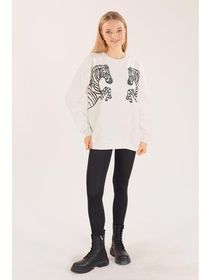 Rays 3217 Zebra Desen Sweat Ekru