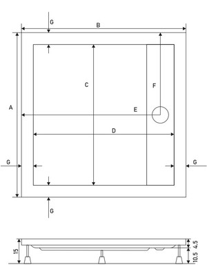 Shower 80 cm x 80 cm Drop Kare Panelli Duş Teknesi