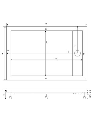 Shower 70 cm x 130 cm Drop Dikdörtgen Panelli Duş Teknesi