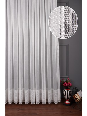 Evdepo Home Taç Eteği Bantlı Ketentül Perde, 1/2 Seyrek Pile, Tek Kanat - Ekru 100 x 240 cm