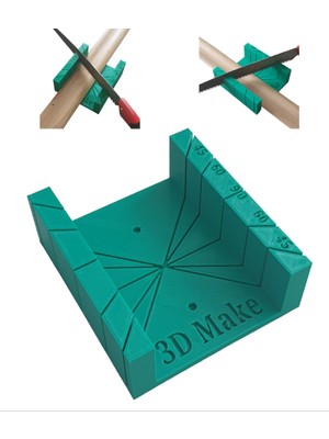 3D Make Gönye Kutusu - 30-60-45-90 Derece Açılı Kesme Klavuzu 140x125x48 mm Ölçülerle