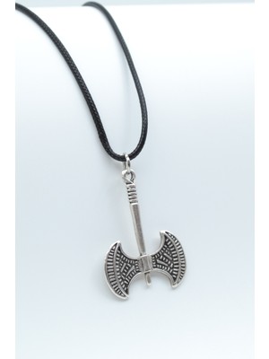 Balta  Gümüş Kaplama Unisex Deri İp Kolye kod 420