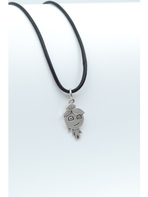 Minimal Su  Gümüş Kaplama Unisex Deri İp Kolye kod 608