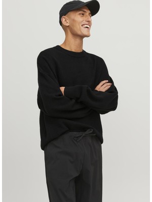 Jack & Jones Bisiklet Yaka Standart Siyah Erkek Kazak 12242512_JORRAY Knıt Crew Neck