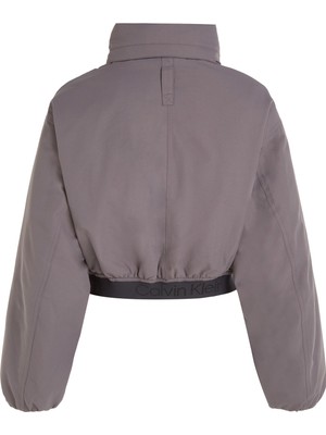 Calvin Klein Gri Kadın Dik Yaka Mont 00GWF3O506FDY Pw - Padded Jacket