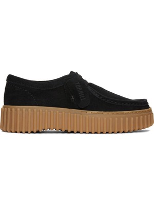 Clarks Süet Siyah Kadın Düz Ayakkabı 26172044