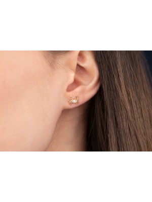 Onseva Kuyumculuk Yengeç Tragus Piercing Kıkırdak 14 Ayar Altın