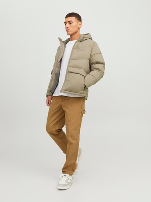 Jack & Jones Logo Baskili Kapüsonlu Puffer Mont - Vesterbro