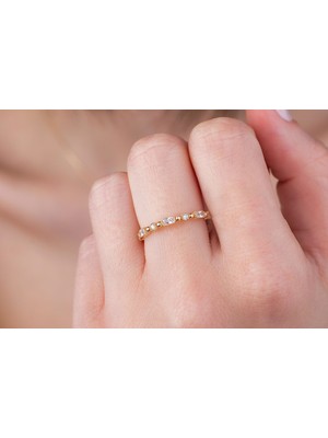 Onseva Kuyumculuk Yarım Tur Zarif Yüzük 14 Ayar Altın