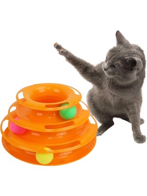 Tower Of Tracks Etkileşimli Kedi Top Döndürme Oyuncağı Stres Azaltan 3 Katlı Kedi Kulesi