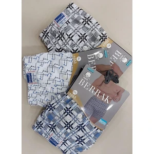 1053 Erkek Desenli Boxer Şort 3 Adet