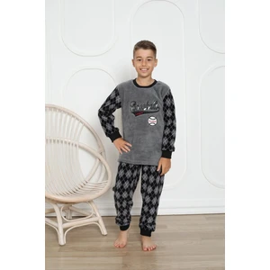 Erkek Çocuk Desenli Kışlık Welsoft Polar Pijama Takımı 6E-0305