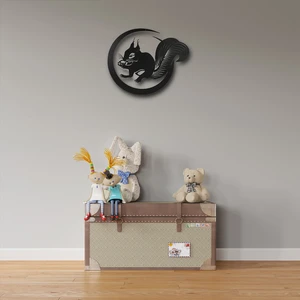 Woody Metal Duvar Tablosu, Siyah Sincap Tablo, Çocuk Odası Dekorasyon, Salon Dekorasyon, Modern Duvar Dekorasyonu, Dekorasyon, 41x37 Duvar Dekoru, Hayvan Tablosu Dekoratif Obje