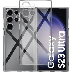 Samsung Galaxy S23 Ultra Kamera Korumalı Süper Silikon Kılıf Ekran Koruyucu